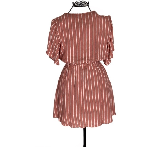 Abercrombie Striped Orange and White Button-Up Tie-Front Dress Size Medium - Picture 3 of 11